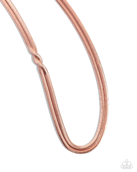 Paparazzi Tasteful Time - Copper - Shiny Copper Twisted Snake Chain Necklace N2833