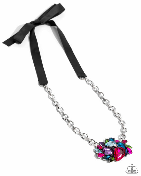 Paparazzi Tantalizing Tapestry - Multi Blue, Pink, Green, Purple & White Gem Necklace Life Of The Party August 2024 N2475