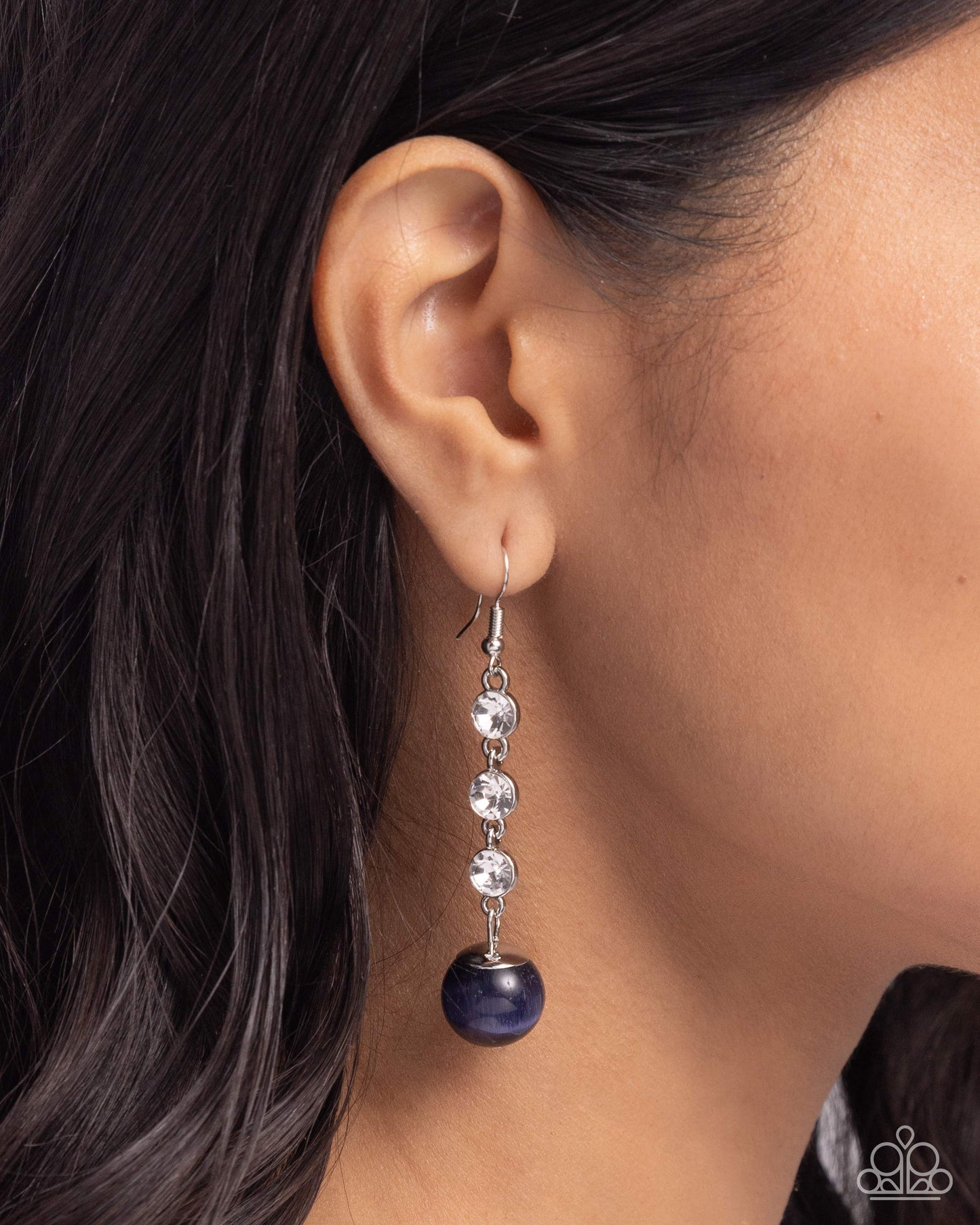 Classy Cadence - Blue & White Gem Earring Paparazzi E2321