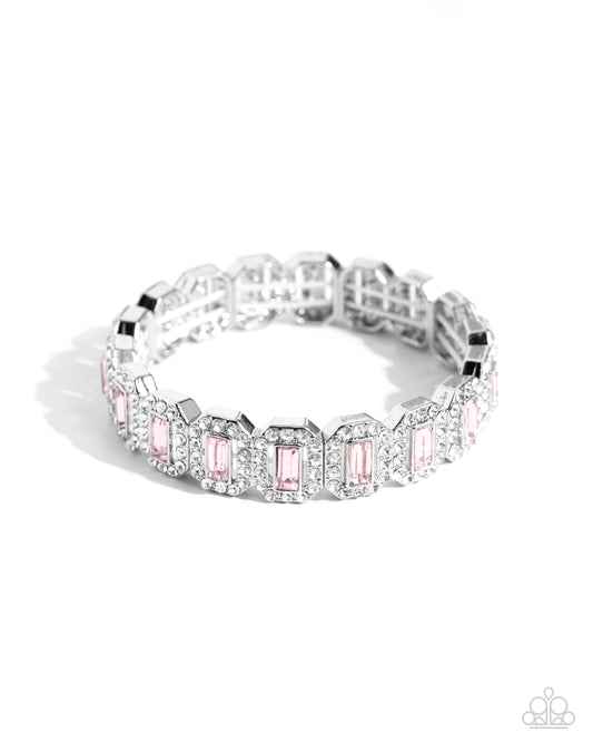 Gasp-Worthy Glitter - Pink - Light Pink & White Gem Stretch Bracelet Paparazzi B2036