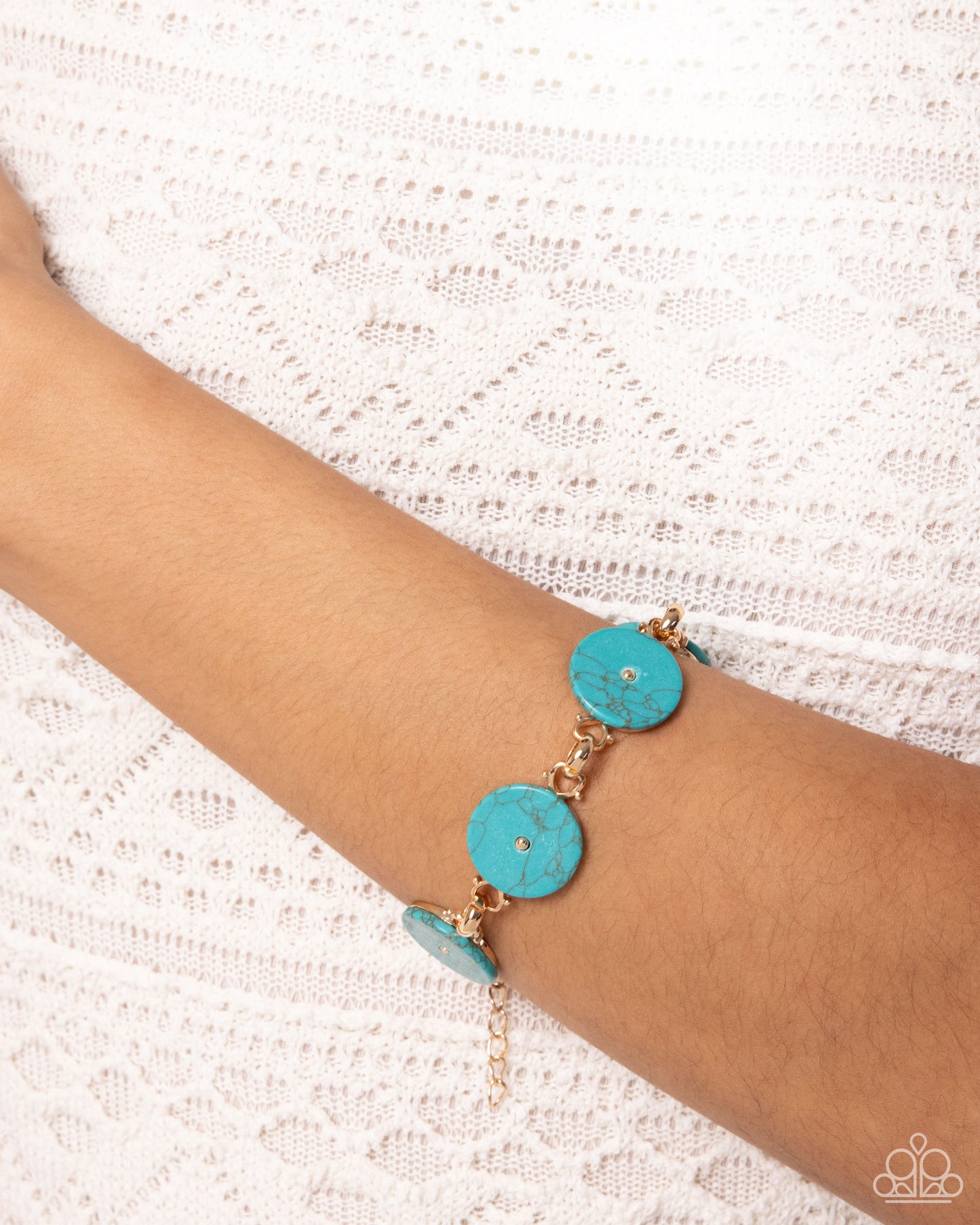 Savory Season - Gold & Blue Turquoise Stone Bracelet Paparazzi