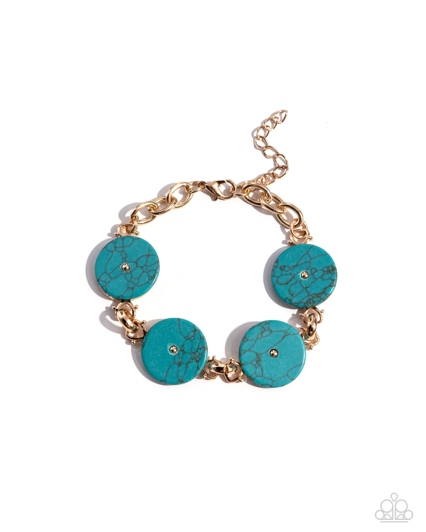 Savory Season - Gold & Blue Turquoise Stone Bracelet Paparazzi