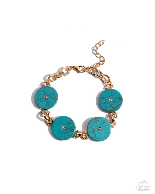 Savory Season - Gold & Blue Turquoise Stone Bracelet Paparazzi