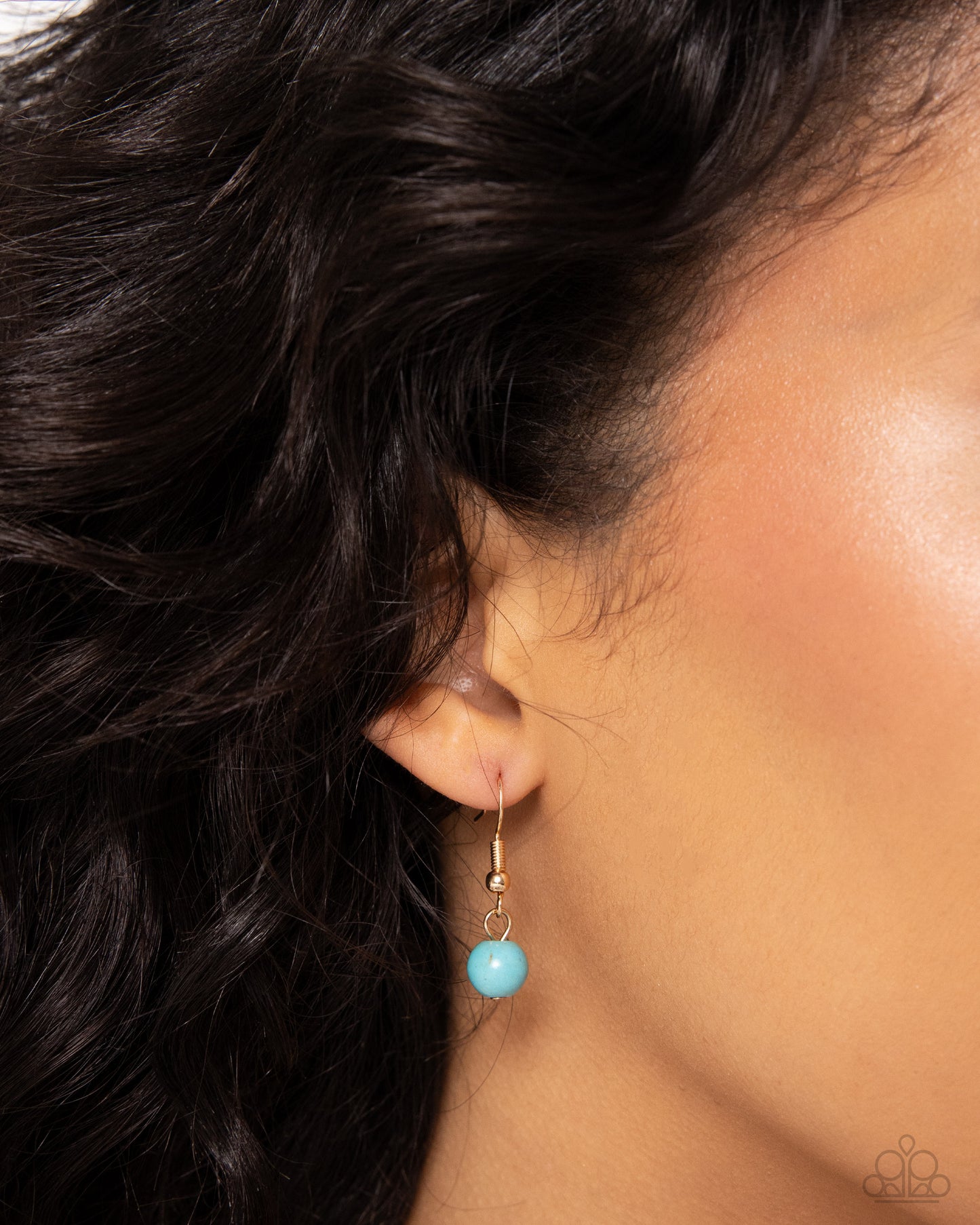 Savory Stone - Gold & Blue Turquoise Marbled Stone Necklace Paparazzi