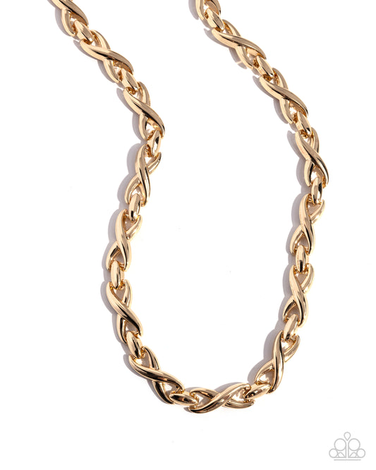 Infinite Influence - Gold Infinity Like Link Short Necklace Paparazzi N3246