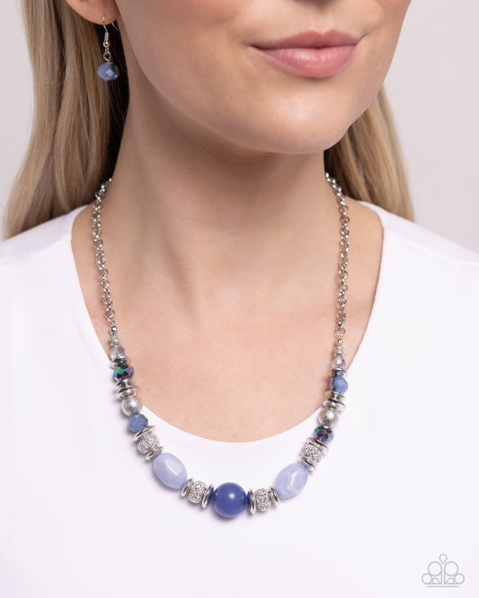 Refined Redux - Blue Oil Spill, Chambray & Navy Blue Bead Necklace Paparazzi