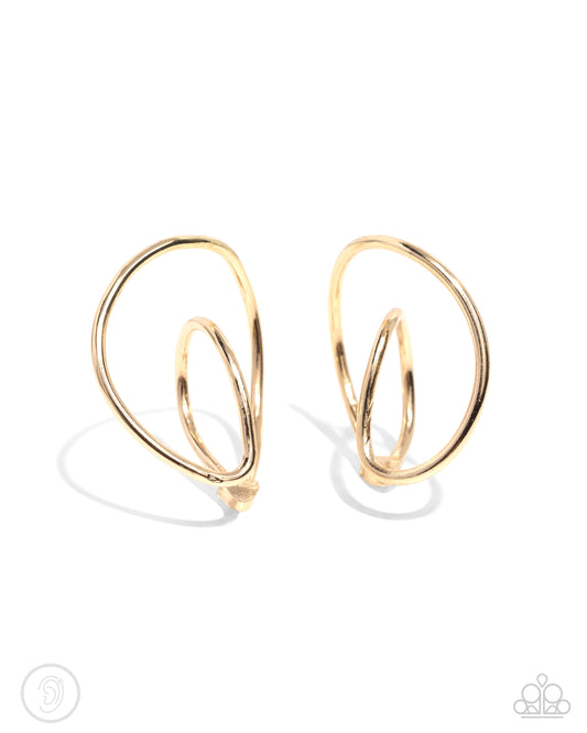 Wraparound Whimsy - Gold 1 1/4 Inch Ear Cuff Earring Paparazzi E2560