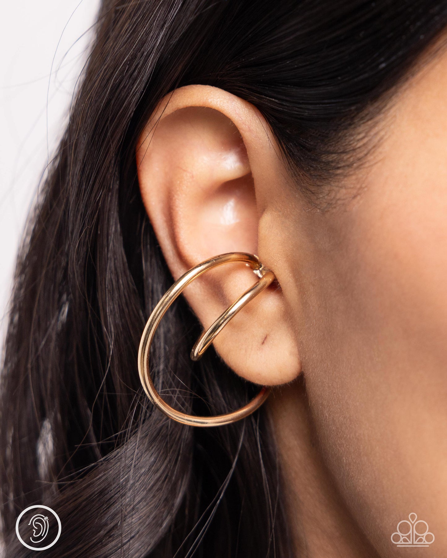 Wraparound Whimsy - Gold 1 1/4 Inch Ear Cuff Earring Paparazzi E2560