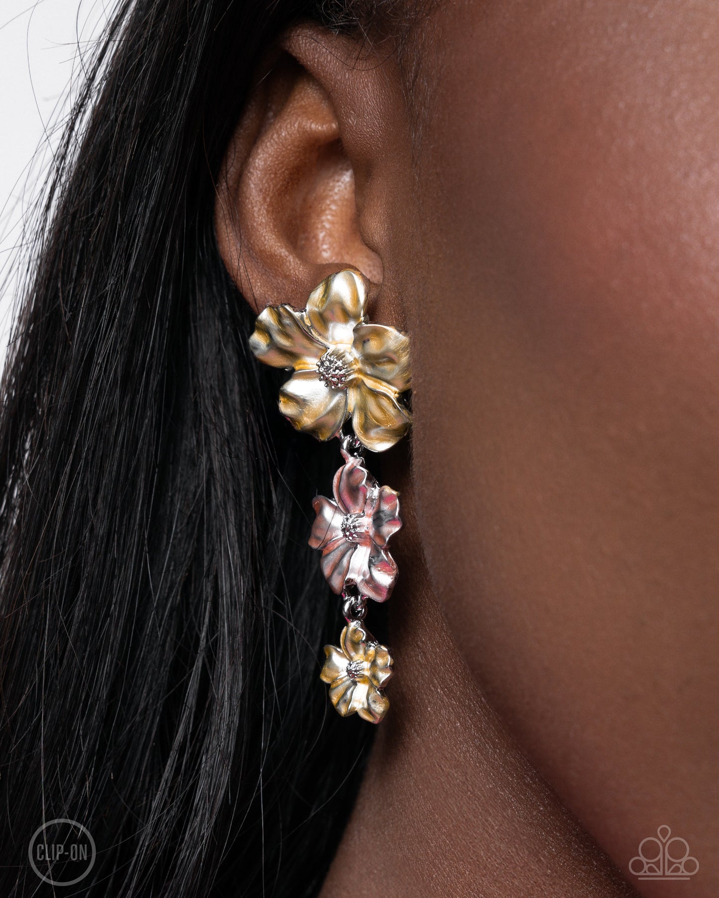 Balanced Bouquet - Yellow Metallic Desert Flower & Lemon Drop Flower Earring Paparazzi E2441