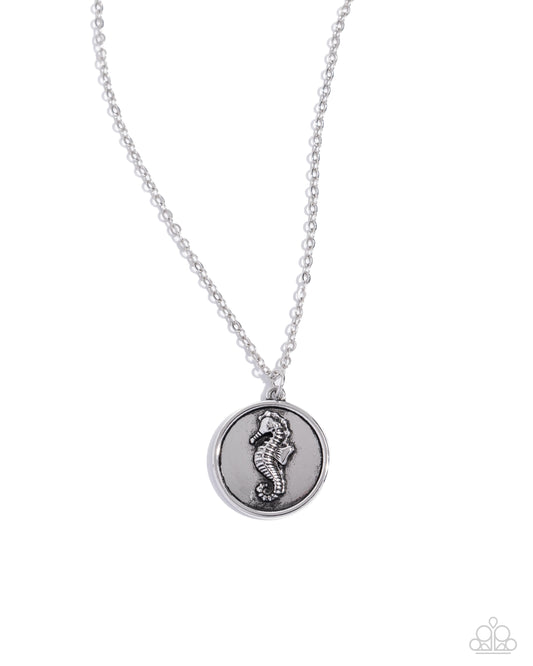 Seahorse Solo - Silver Seahorse Beach Vibe Necklace Paparazzi N2481