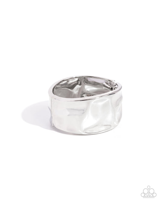 Hammered Hope - Silver Hammered Hinge Bracelet Paparazzi B2124