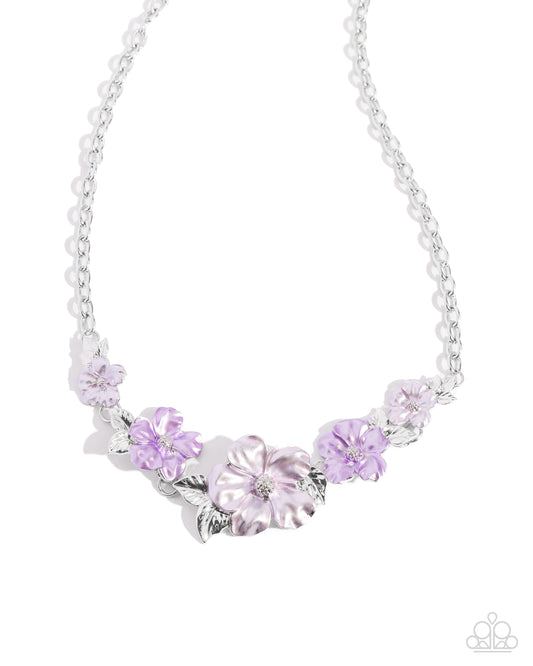 Bouquet Brilliance - Purple Lavender & Light Purple Metallic Flower Necklace Paparazzi N2747