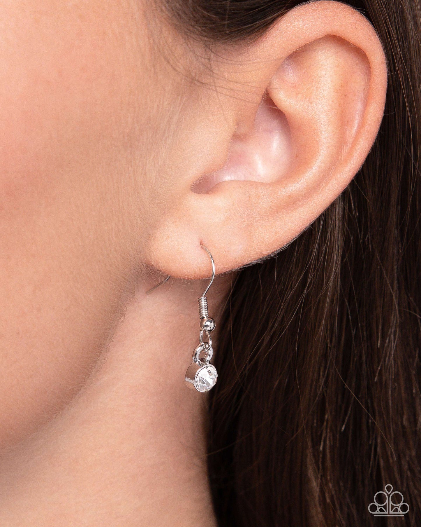 Reflective Rhapsody - Silver Snake Chain White Rhinestone & Opalescent Gray Gem Necklace Paparazzi N2819