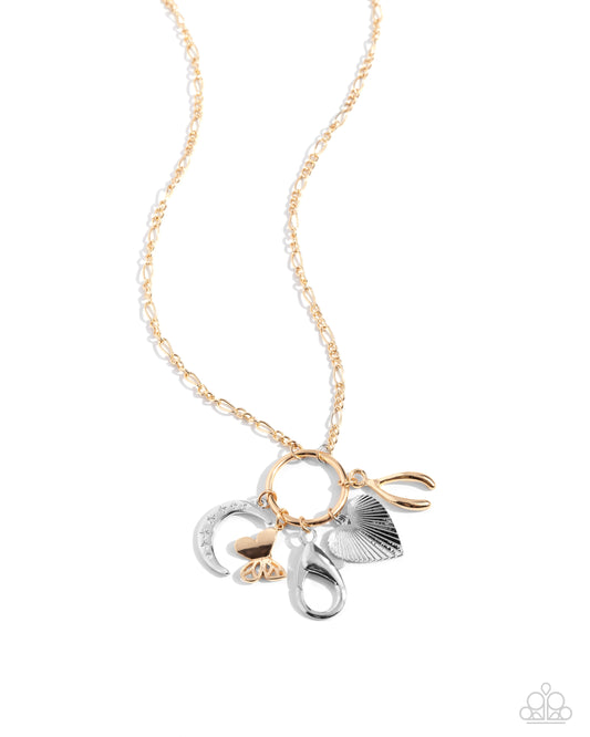 Lucky Limit - Multi Butterfly, Heart, Moon, Wishbone Lucky Charm Lanyard Necklace Paparazzi N2749