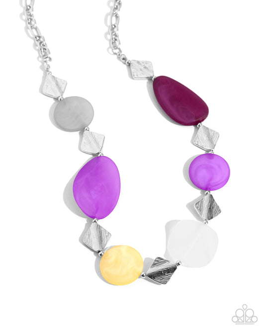 Reflective Redux - Purple, Silver, Milky Orchid, Primrose Bead Necklace Paparazzi N2597