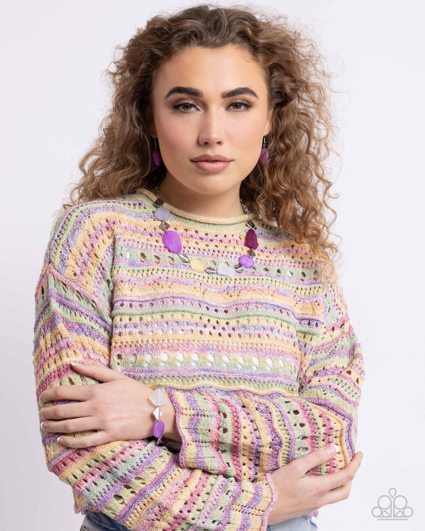 Reflective Redux - Purple, Silver, Milky Orchid, Primrose Bead Necklace Paparazzi N2597