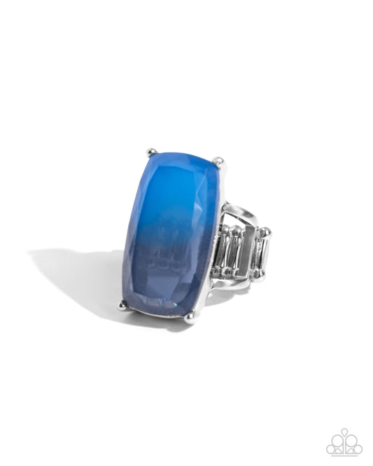 Dramatic Duo - Blue Light to Dark Gem Oversized Ring Paparazzi R0783