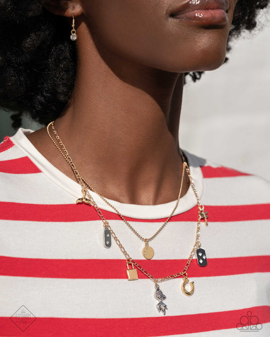 Lucky Legend - Multi Charm Necklace Sunset Sightings Fashion Fix July 2024 Paparazzi N2571