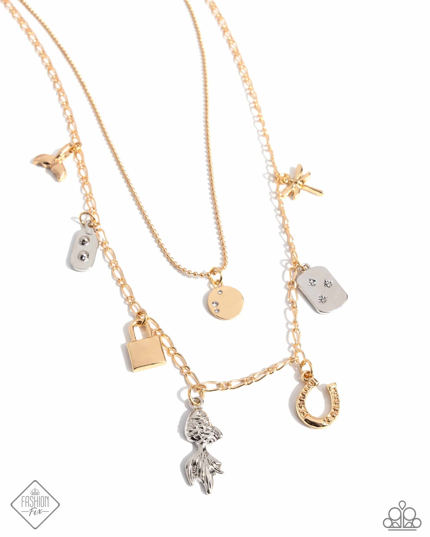 Lucky Legend - Multi Charm Necklace Sunset Sightings Fashion Fix July 2024 Paparazzi N2571