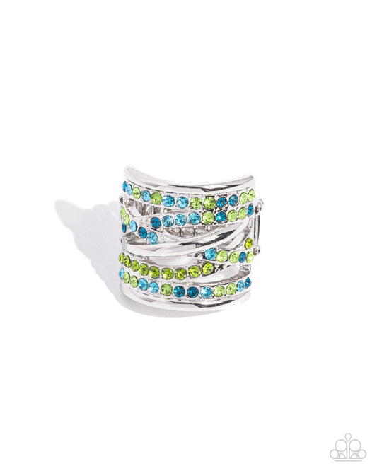 TWIST-Taker - Green & Blue Multicolored Rhinestone Ring Paparazzi R0859