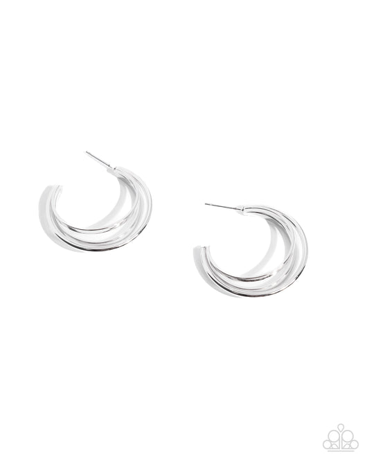 Curly Charisma - Silver 1 Inch Hoop Earring Paparazzi E2766