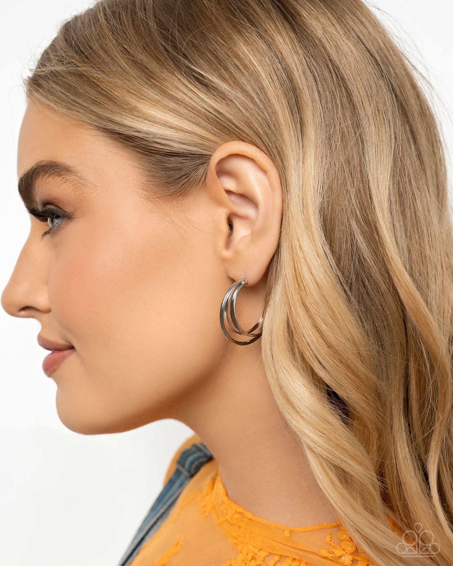 Curly Charisma - Silver 1 Inch Hoop Earring Paparazzi E2766