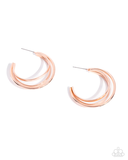 Paparazzi Curly Charisma - Copper - Shiny Copper 1 Inch Hoop Earring E2599