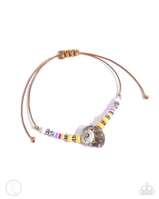 Break the SHELL - Multi White Stone, Yellow Seed & Silver Bead Beach Vibe Anklet Paparazzi B1777
