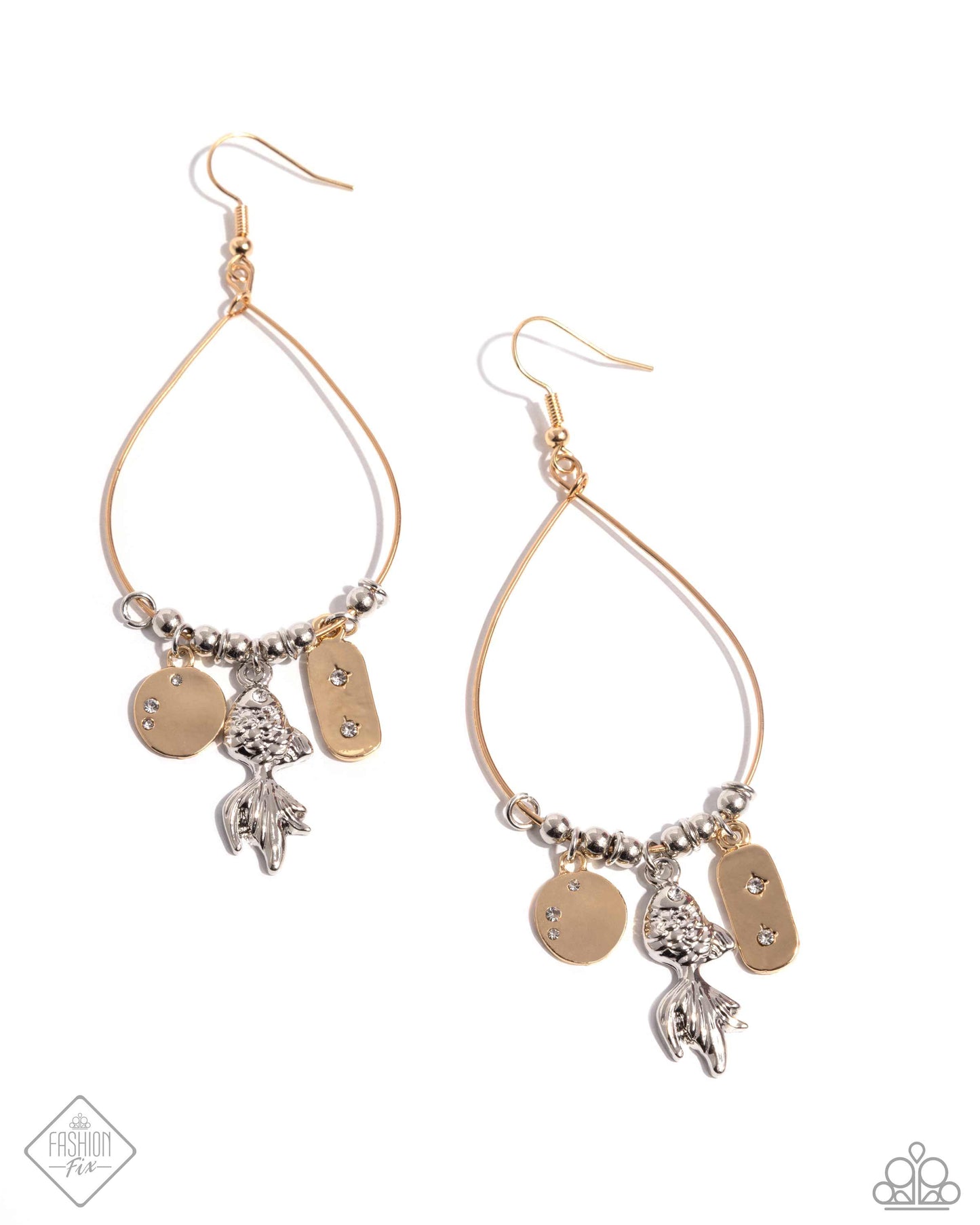 Lucky Lure - Multi Silver & Gold Charm Earring Fashion Fix Sunset Sightings July 2024 Paparazzi E2515