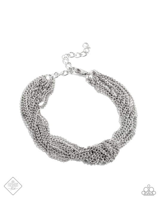 Copious Control - Silver Knotted Chains Clasp Bracelet Magnificent Musings Fashion Fix August 2024 Paparazzi B2409