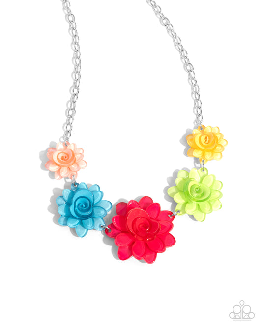 Spring Break Style - Multicolored Acrylic Flower Necklace Paparazzi N3463