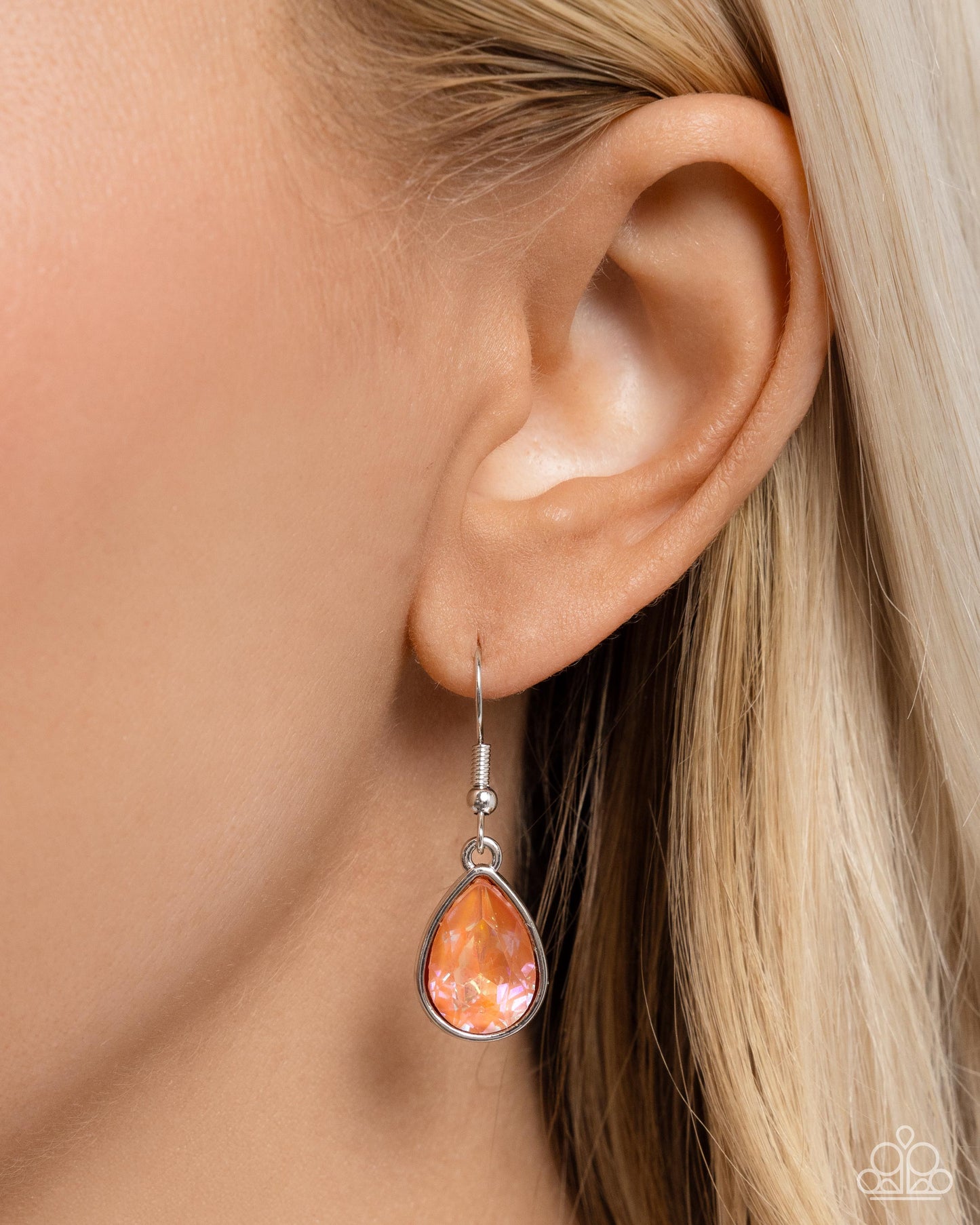 Talented Teardrops - Orange UV Gem & Pink Rhinestone Necklace Paparazzi N2901