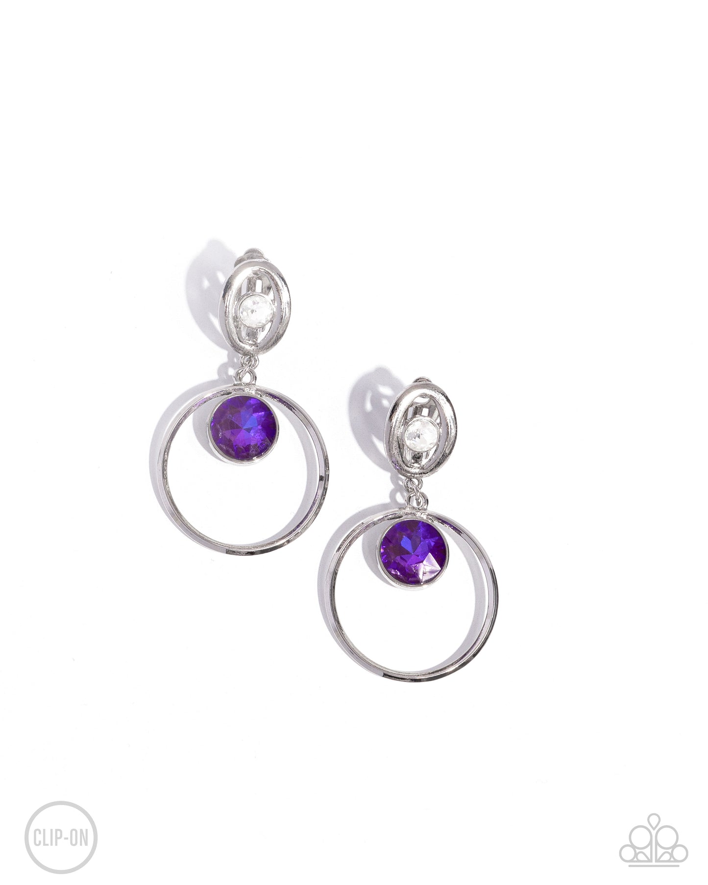 Modern Moment - Purple Amethyst & White Gem Clip On Earring Paparazzi E2373