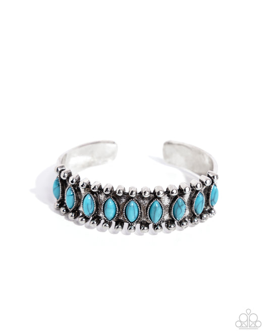 Beautiful Badlands - Blue Turquoise Stone Silver Cuff Santa Fe Style Bracelet Paparazzi B1974