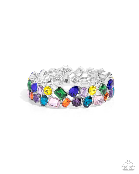 Handcrafted Haven - Multi Colored Gem Stretch Bracelet Paparazzi B1677