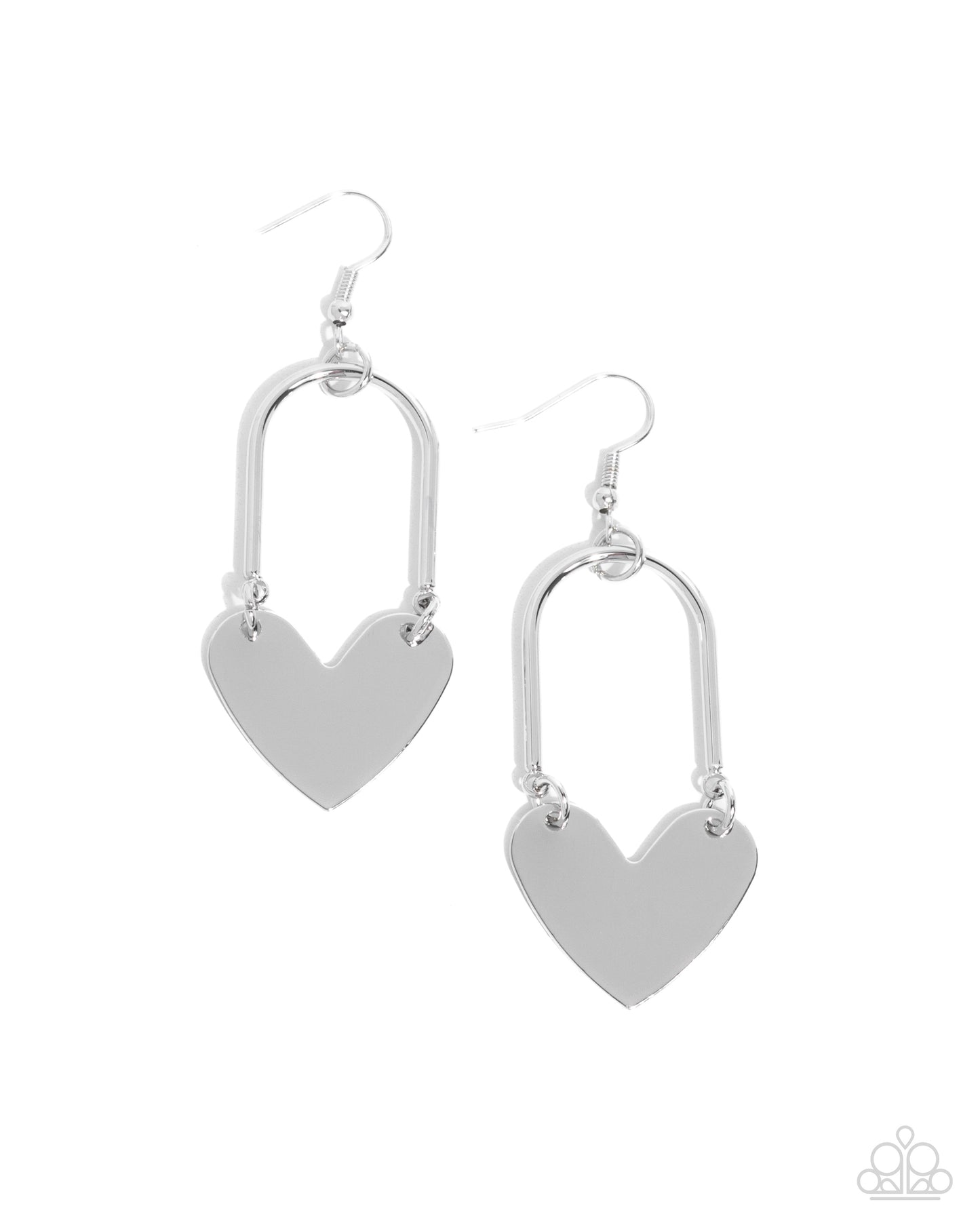 Paparazzi Lady Locket - Silver Padlock Style Sleek Heart Earring E3281