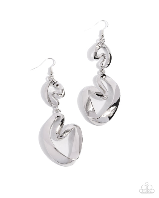 Abstract Angles - Silver Abstract Earring Paparazzi E3088