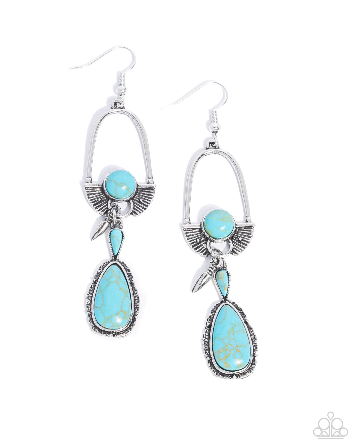 Badlands Basic - Blue Turquoise Padlock Santa Fe Style Earring Paparazzi E2368
