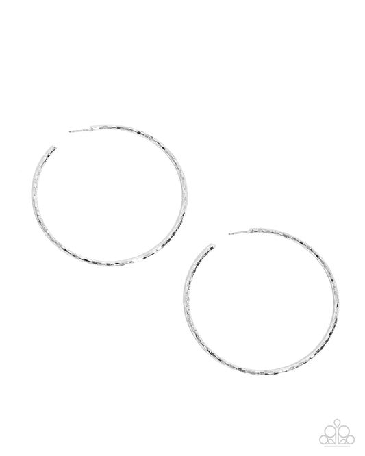 Closer To Chic - Silver 3 Inch Silver Bead Hoop Earring Paparazzi E2779