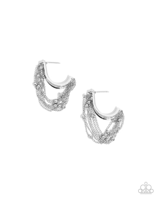 Immaculate Impression - Silver 1 Inch Hoop Silver Chain Fringe Earring Paparazzi