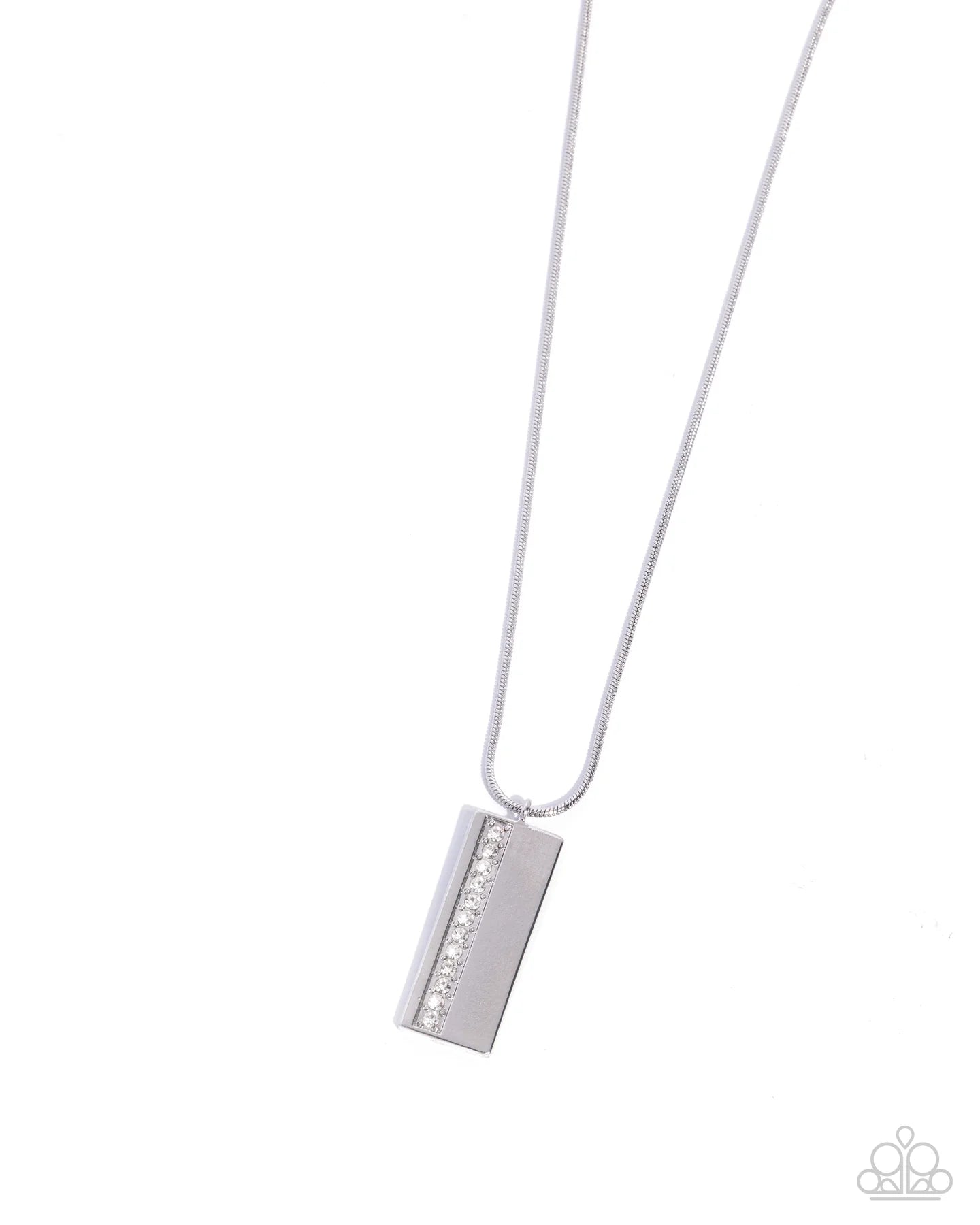 Paparazzi Stare Down - White Rhinestone Silver White Rhinestone Urban Necklace N4003