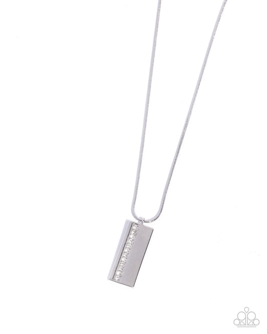 Paparazzi Stare Down - White Rhinestone Silver White Rhinestone Urban Necklace N4003