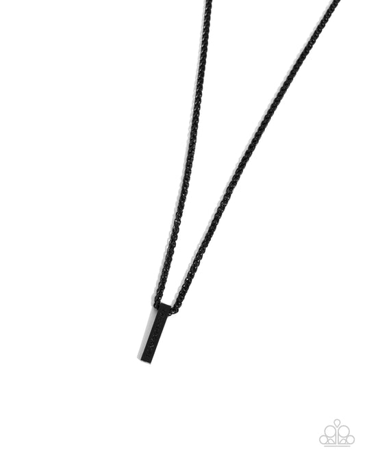 Roman Rebel - Black Painted Bar Roman Numeral Urban Necklace Paparazzi N3314