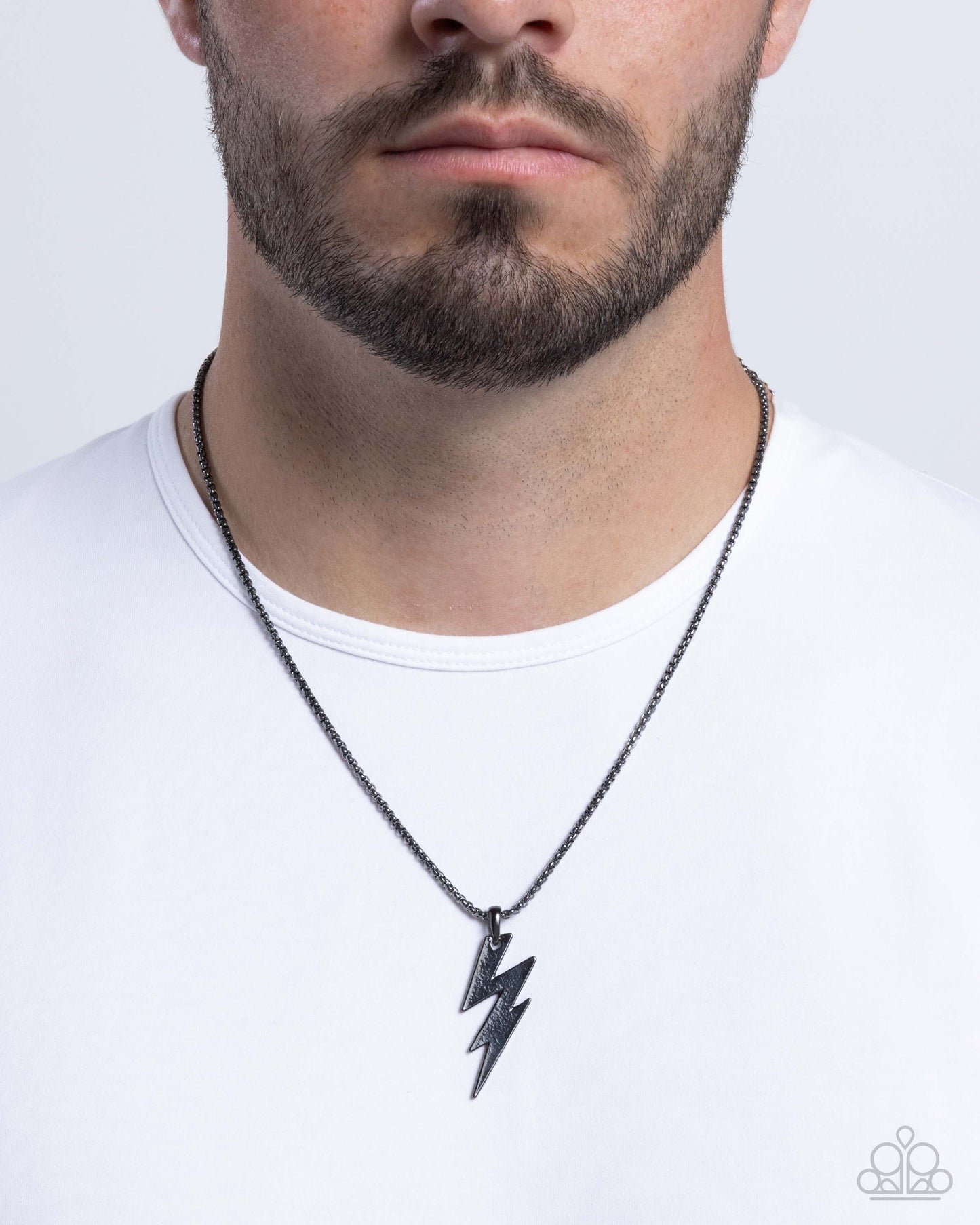 Electric Encore - Black Gunmetal Box Chain & Lightning Bolt Urban Necklace Paparazzi N3147