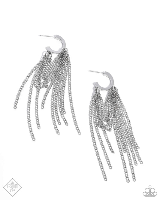 Copious Caliber - Silver Chain 1/2 inch Hoop Earring Magnificent Musings Fashion Fix August 2024Paparazzi E3103