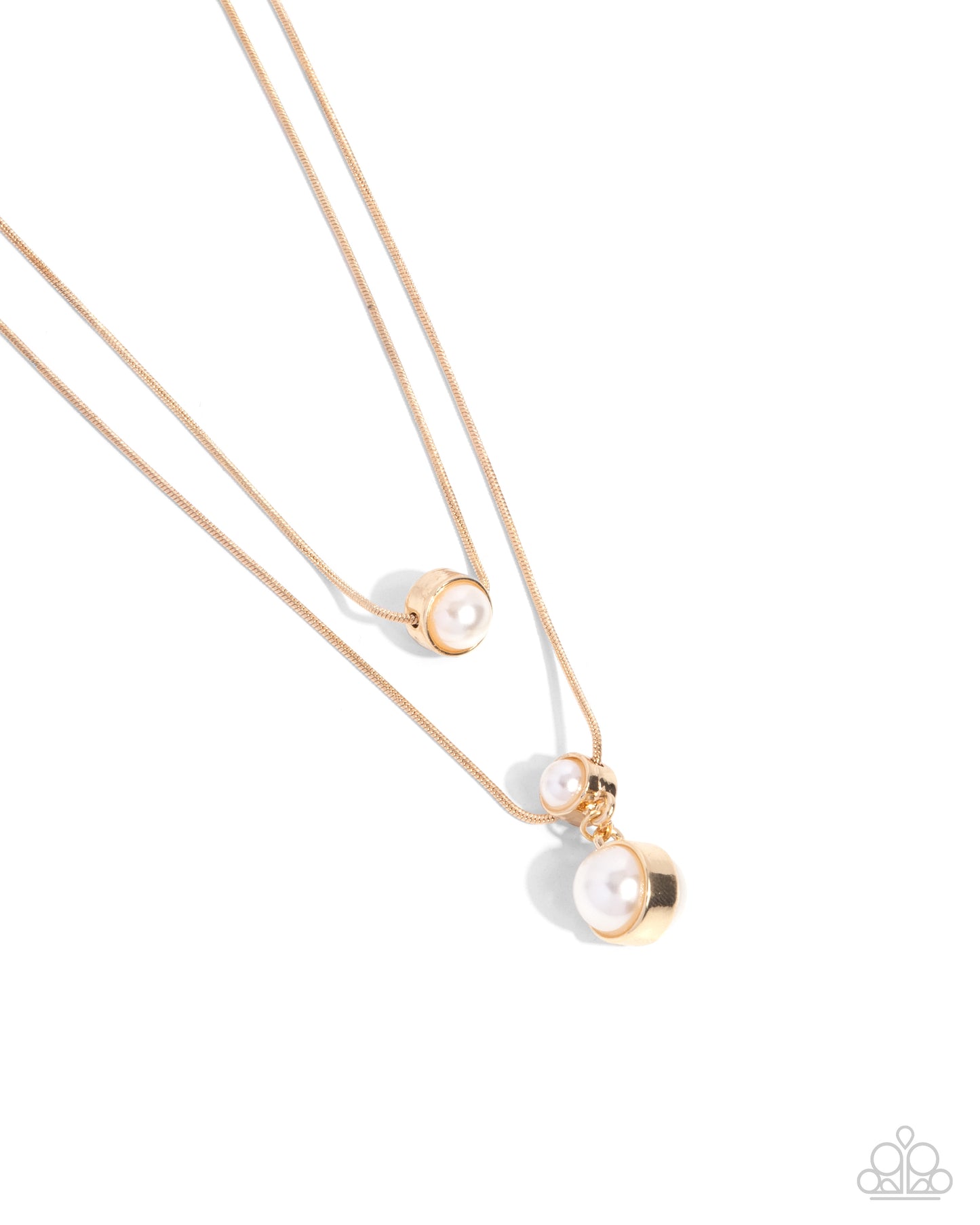 Attractive Austen - Gold Snake Chain Layered White Pearl Necklace Paparazzi