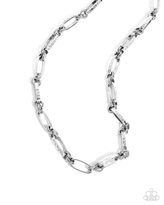 Trenchant Texture - Silver Paperclip Chain Urban Necklace Paparazzi N2840