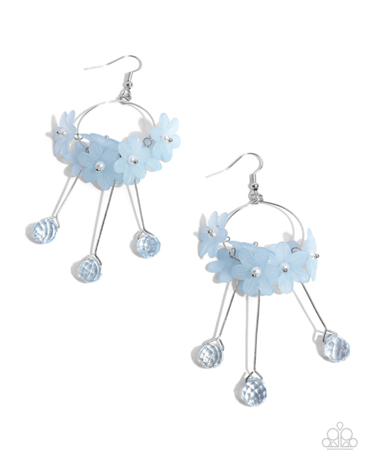 Whimsical Work - Blue Winter Sky Flower Earring Paparazzi E2763