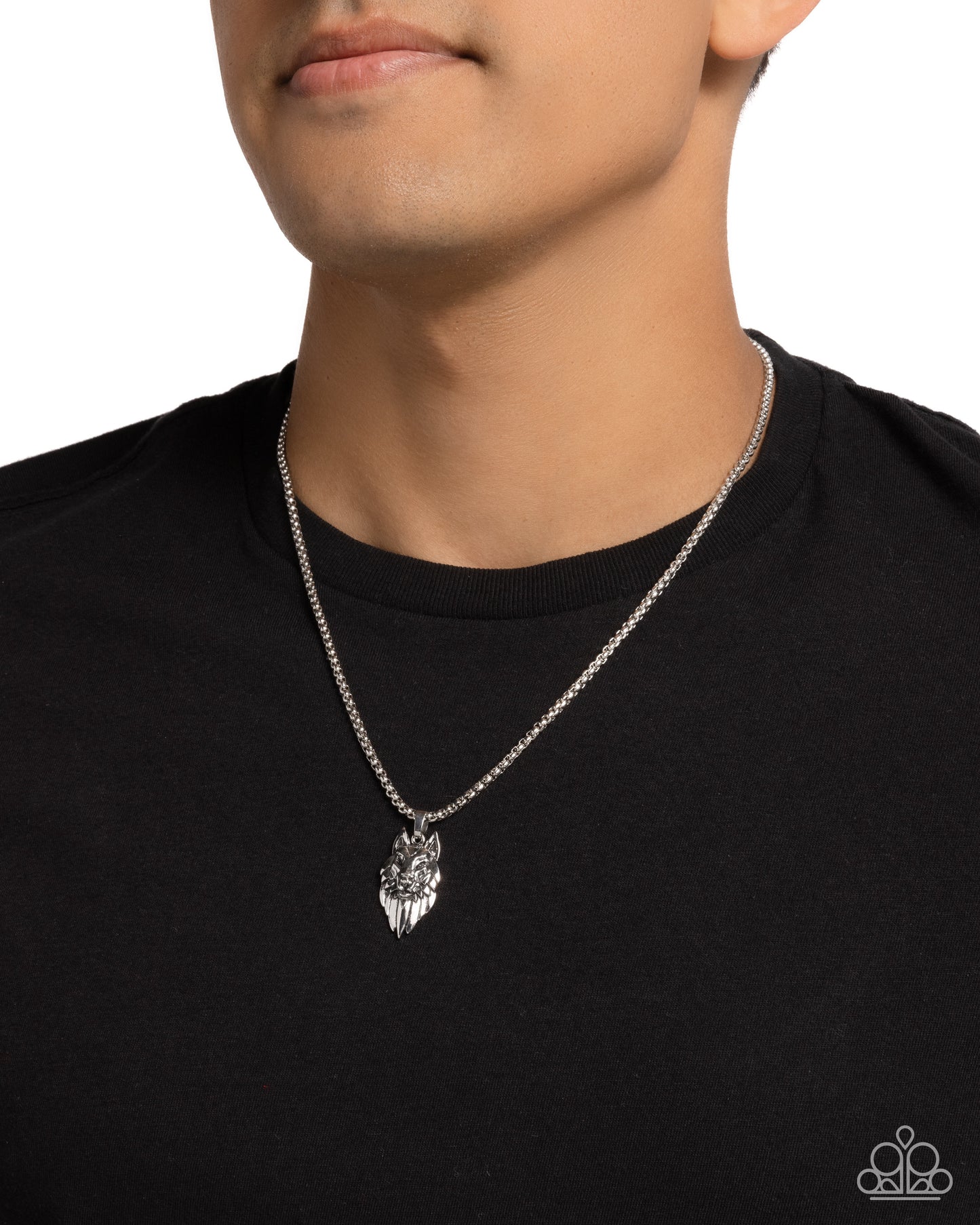 Wolf Warrior - Silver Wolf Head Pendant Urban Necklace Paparazzi N2771