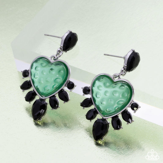 Resort Radiance - Green Mint Heart Earring Paparazzi E2811